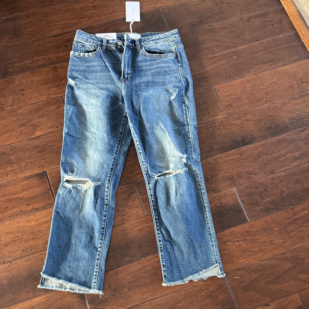 Velvet Blue Distressed Boyfriend Jeans